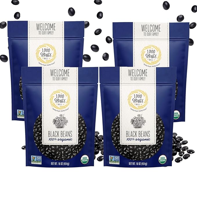 1000 SPRINGS MILL - Organic Black Beans | Used for Soups, Salads, Chili, Dips or Various Breakfast