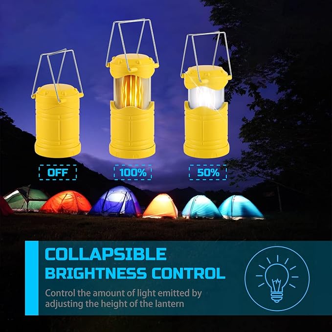 Lichamp 4 Pack LED Camping Lanterns, Collapsible Flameless Candles Tea Lights, Portable Battery