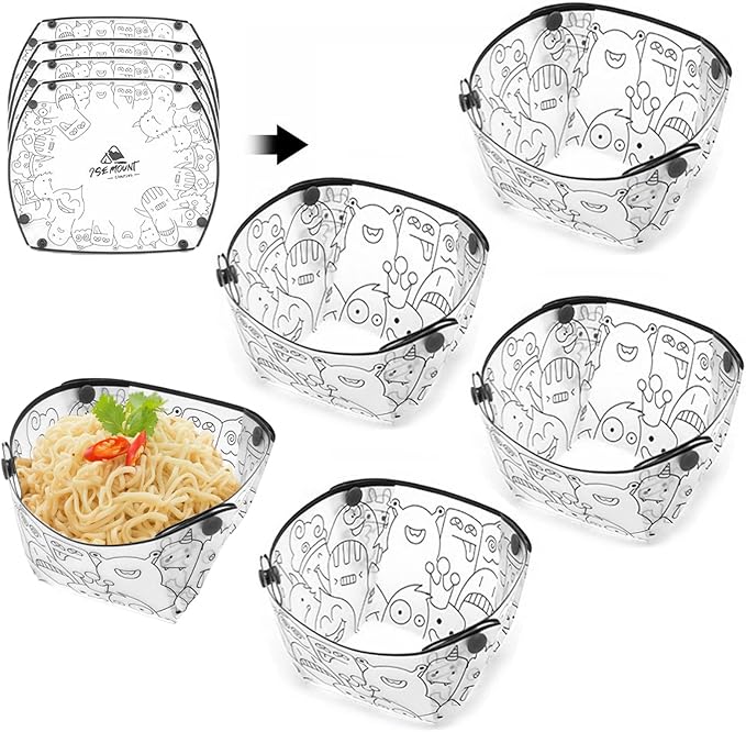 MIUPOO Collapsible Bowl Set,Portable Mess Kit,Food Grade Material Free Folding Bowl for Lunch