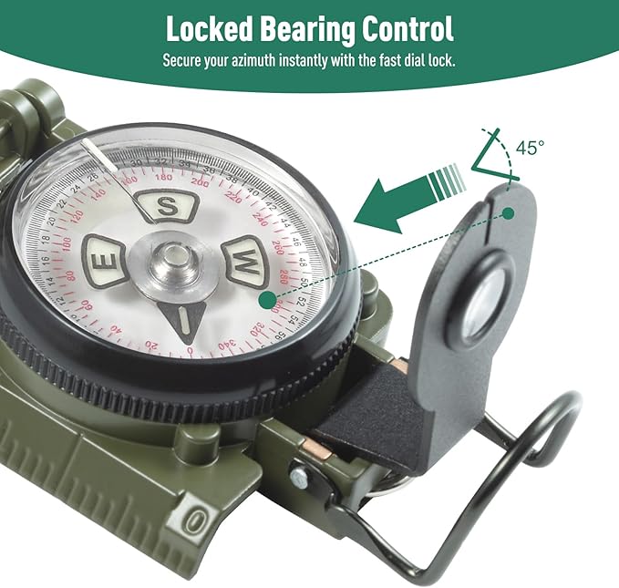 Eyeskey Multifunctional Military Sighting Navigation Compass Impact Resistant & Waterproof Compass