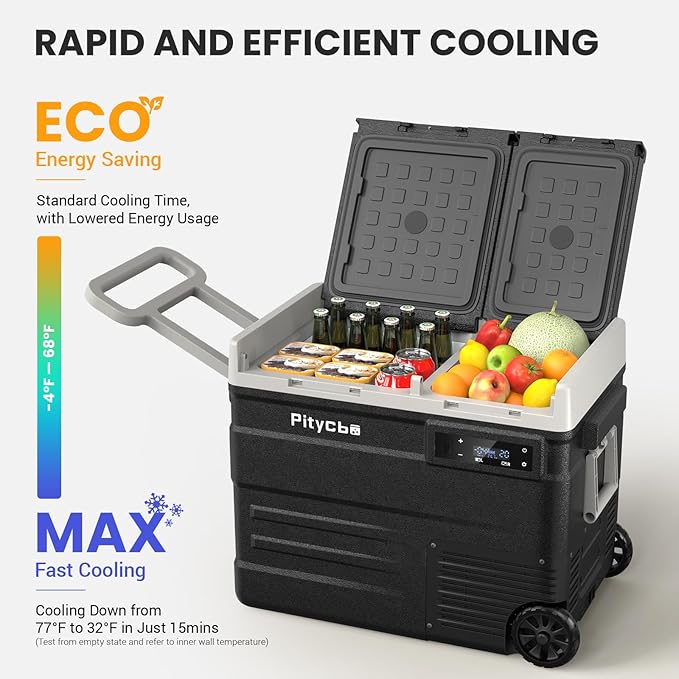 Car Refrigerator 12v Portable Fridge for Car, Auto 56 Quart Dual Zone Freezer Compressor Cooler