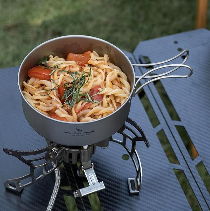 Boundless Voyage Titanium Pots Pans Set Camping Cookware 500ml 600ml 700ml Bowls Outdoor Portable