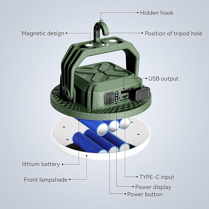 VAVOFO 15,000mAh 4000LM LED Camping Lantern Rechargeable, 3 Lighting Modes Portable Tent Light with