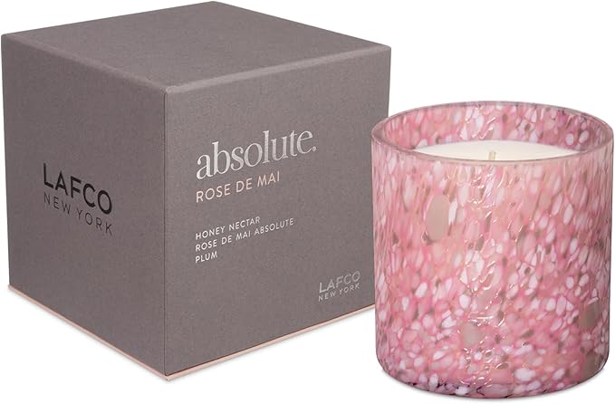 LAFCO New York Signature Candle, Rose de Mai - 15.5 oz - 90-Hour Burn Time - Reusable, Hand Blown