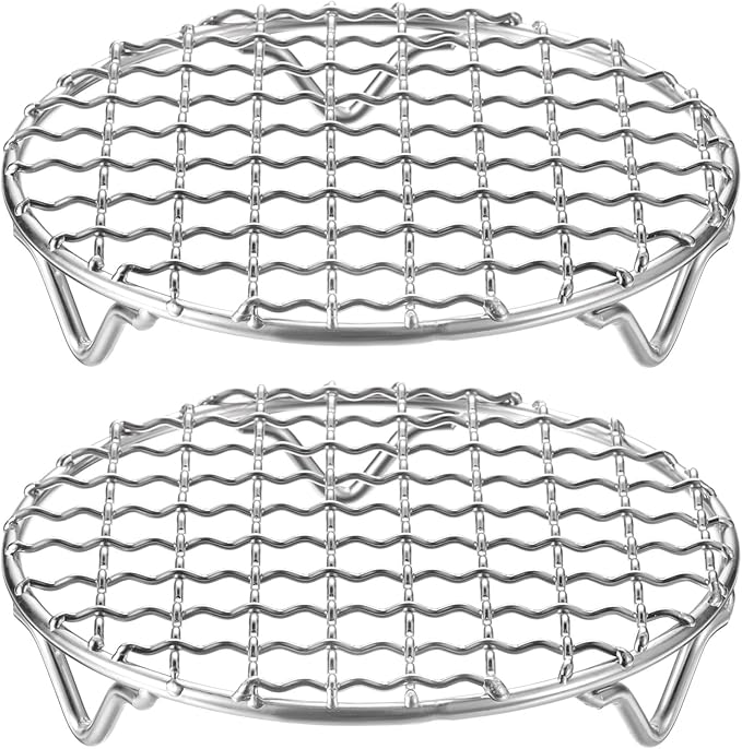 HARFINGTON 2pcs Round Cooking Rack 5-inch 201 Stainless Steel Cross Wire Barbecue Grill Net with