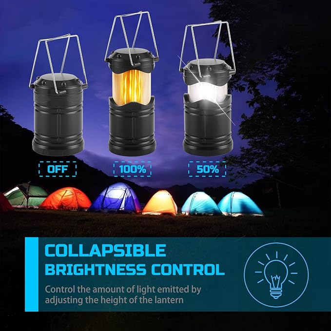 Lichamp 4 Pack LED Camping Lanterns, Collapsible Flameless Candles Tea Lights, Portable Battery