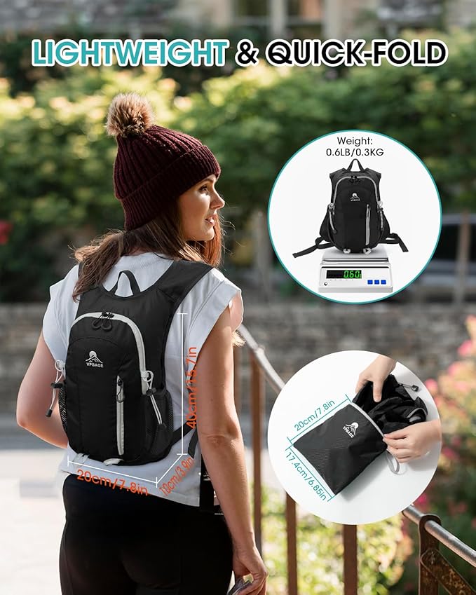 Small Hiking Backpack with Front Phone Holder, Packable Back pack with Chest and Waist Strap