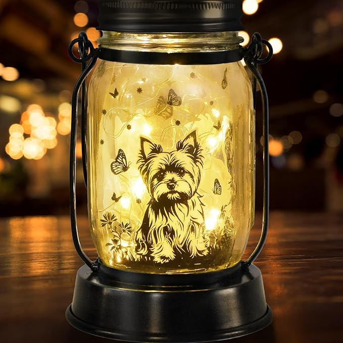 Yorkie Dog Gifts for Women/Men Yorkshire Terrier Solar Lanterns Mom Birthday Dog Lovers Lantern Pet
