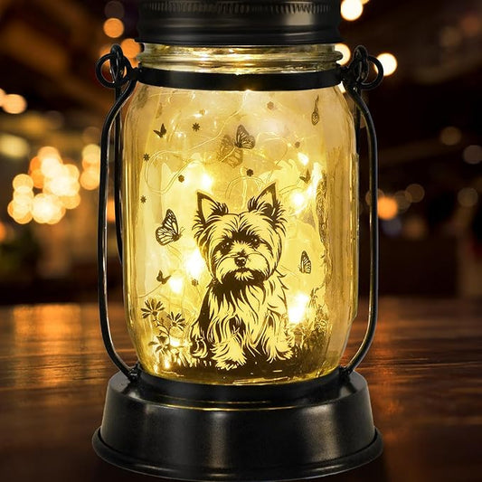 Yorkie Dog Gifts for Women/Men Yorkshire Terrier Solar Lanterns Mom Birthday Dog Lovers Lantern Pet