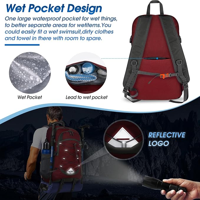 IGOLUMON Hiking Backpack 40L Packable Lightweight Camping Backpack Men Women Waterproof Hiking