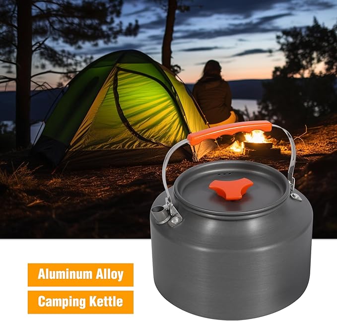 REDCAMP 2L Outdoor Camping Kettle, Aluminum Water Pot with Carrying Bag, Compact Lightweight Camp