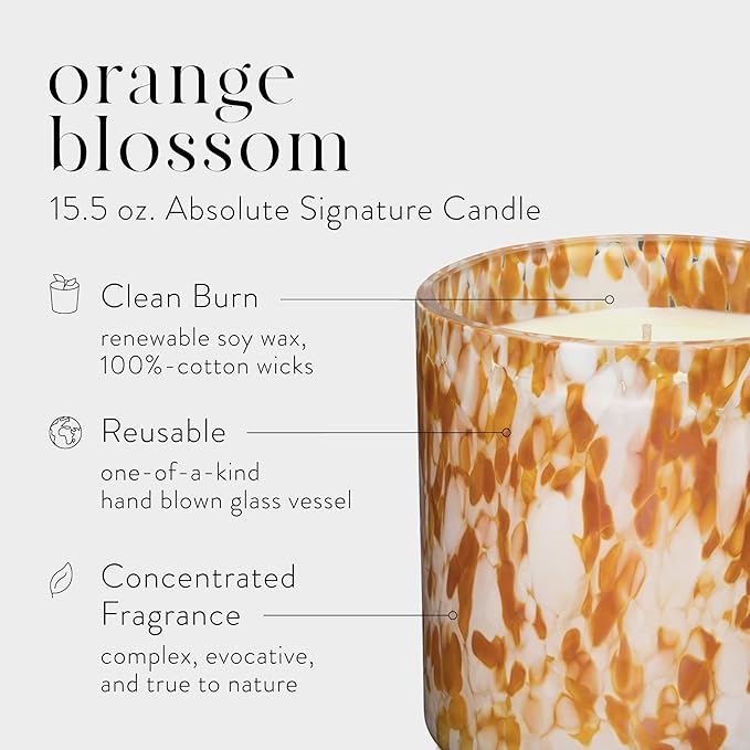 LAFCO New York Signature Candle, Orange Blossom - 15.5 oz - 90-Hour Burn Time - Reusable, Hand