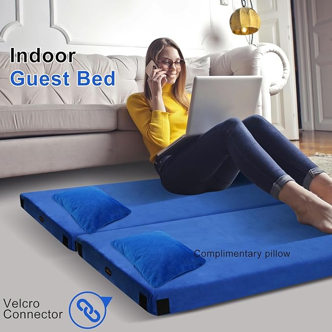 Memory Foam Camping Mattress pad, Comfortable Thick Floor Sleeping Mat for Adults with Waterproof
