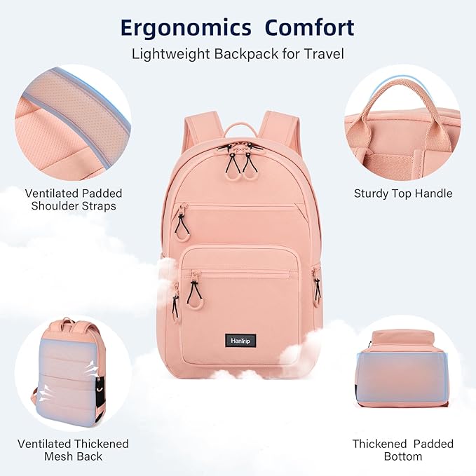 Carry On Travel Backpack For Women, 18 Inch Water Resistant Large Backpack Lightweight Bookbag For