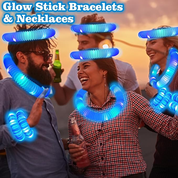 12 PCS Blue Glow Sticks Party Favors for Kids, Light Up Pop Tubes Party Favors for Toddlers