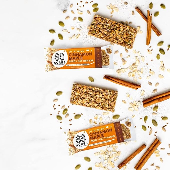 88 Acres Granola Bars | Cinnamon Maple | Gluten Free, Nut-Free Oat and Seed Snack Bar | Vegan & Non