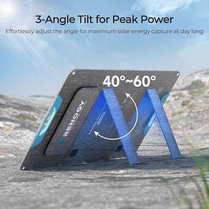 Renogy 100 Watt Solar Panel, N-Type 100W Portable Solar Panels w/Kickstands, Foladable 25% High