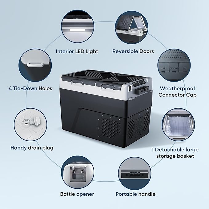 12 Volt Refrigerator Car Fridge - 50QT(48L) Dual Zone Electric Cooler, Car Refrigerator -4℉~68℉
