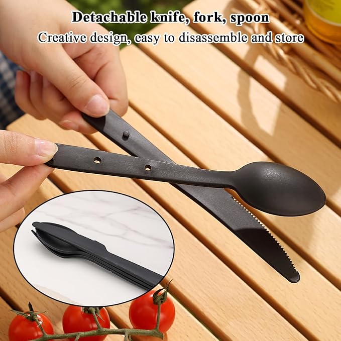 Berglander Camping Mess Kit with Bowl, Plate, Cup, Spoon, Fork, Knife and Carry Bag, Plastic