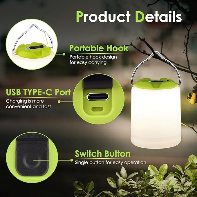 LED Camping Lantern, Rechargeable Camping Light, 4 Modes Outdoor Flashlights Lanterns with 1000LM
