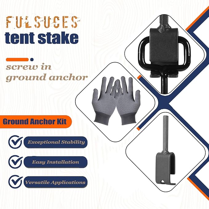 16In Tent Stakes with 6PCS Heavy Duty Adapter, Screw Ground Anchors, Tree Straightening Kit, Mobile