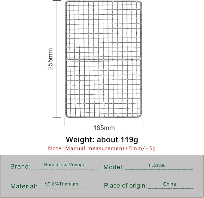 Boundless Voyage Mini Size Durable Titanium Charcoal BBQ Grill Plate Include a Carry Bag for