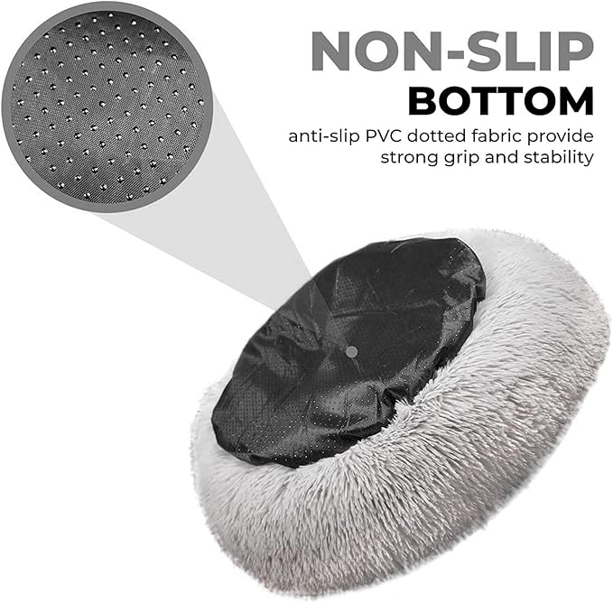 Whiskers & Friends Cat Bed, Cat Beds for Indoor Cats Washable, Orthopedic Soft Fluffy Round Calming