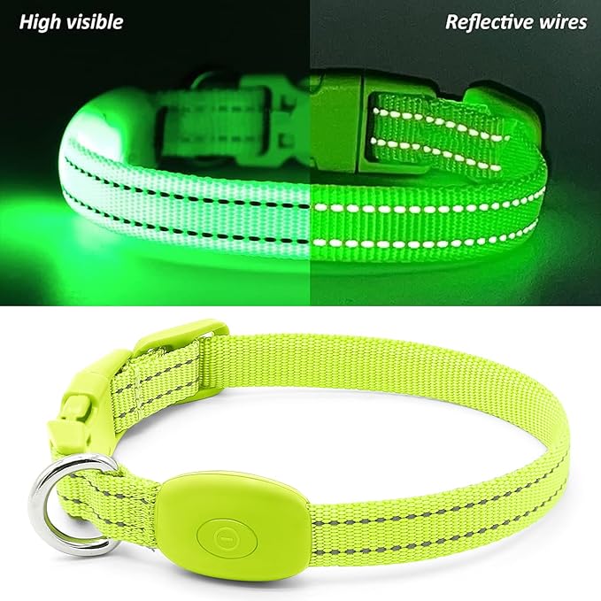 illumifun LED Dog Collar for Puppy, USB Rechargeable Light Up Collar, Lightweight Nylon Glowing Dog
