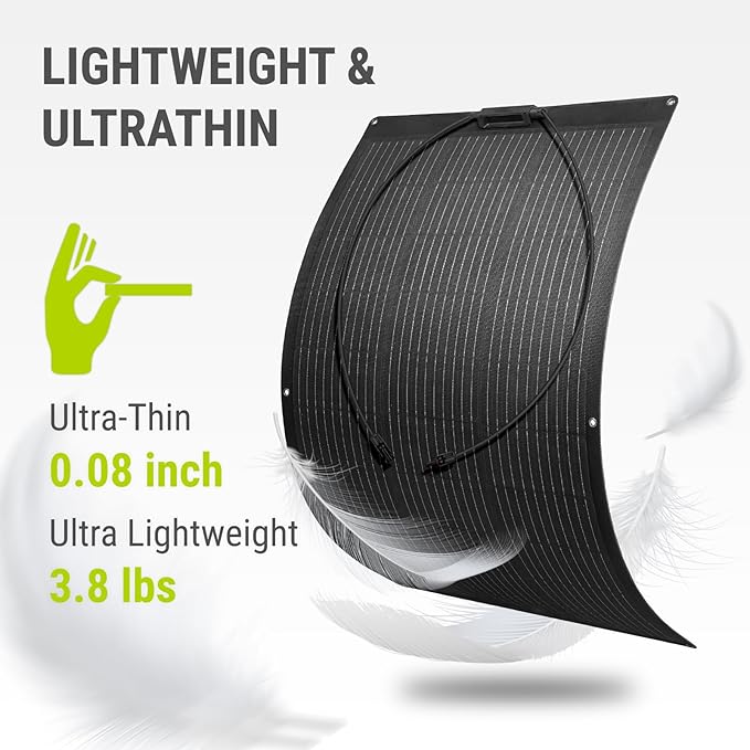 Newpowa 100W Flexible Solar Panel Portable Bendable 12 Volts 10BB Mono Cell for Uneven Surfaces