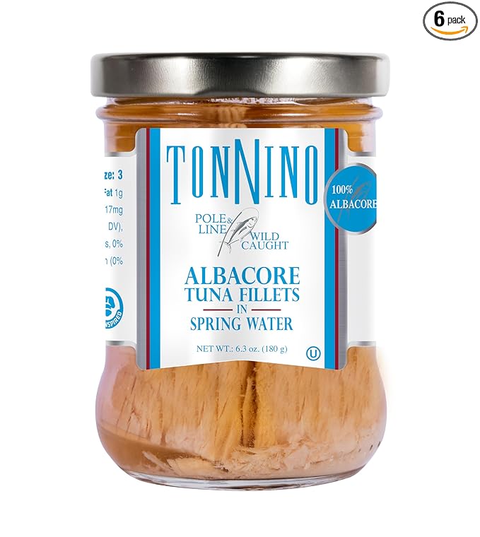Tonnino Tuna Fish Albacore - Spring Water ??Pack of 6 ??Alternative to Salmon ??Protein Snacks