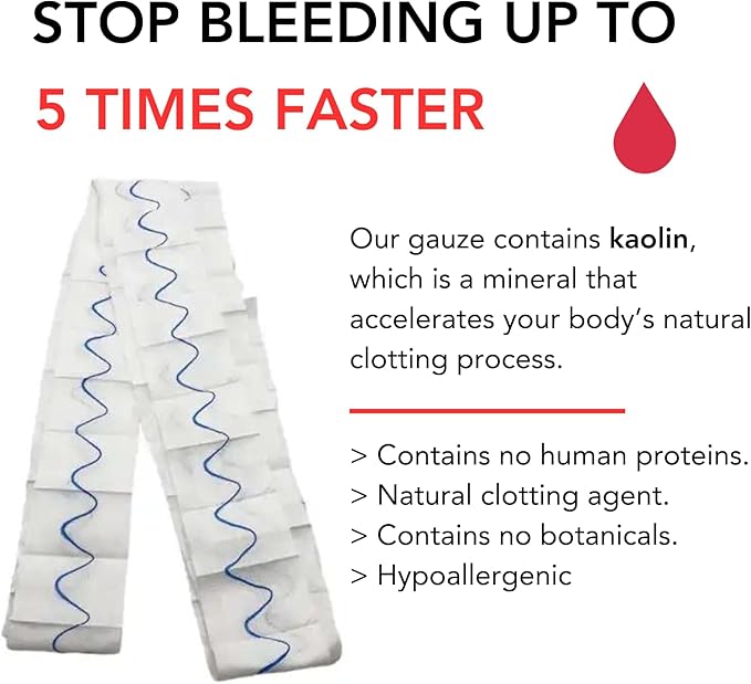 First Aid Advanced Quick Clotting Combat - Flexible Hemostatic - Stop The Bleed kit Faster Wound