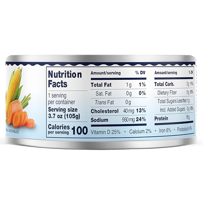 Tonnino Tuna Fish Albacore - Premium chunk in water with Chickpeas, Corn & Carrots - Pack of 12