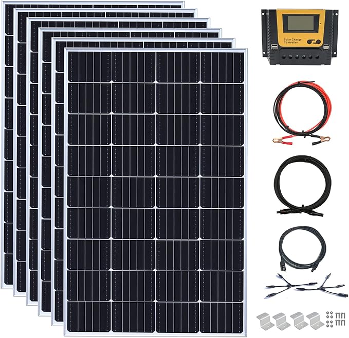 900 Watt 24Volt Solar Panel Kit 6X150W Monocrystalline Module 50A Charge Controller for RV, Boats