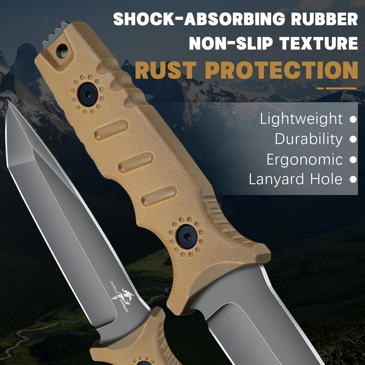 Purple Dragon Full Tang Fixed Blade Tactical Knife with Sheath