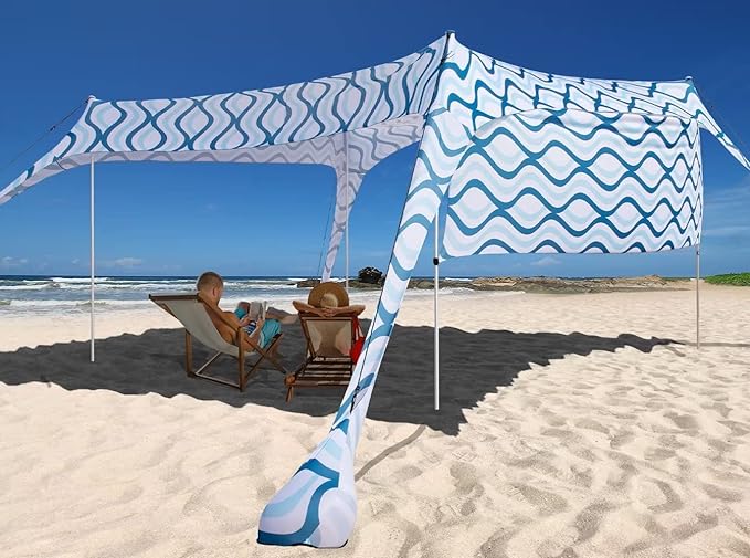Beach Canopy Tent Shade with Sidewalls 10x10FT, 6.6FT Tall, UPF50+ Sun Shelter, Windproof & Water