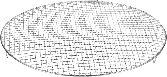 HARFINGTON Round Cooking Rack 15-inch 201 Stainless Steel Cross Wire Barbecue Grill Net with 20mm