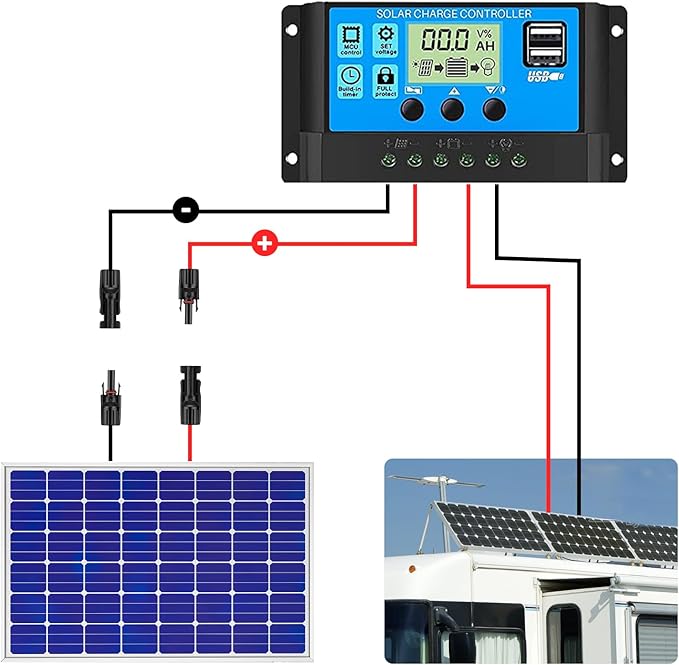 2x40 Feet Solar Panel Extension Cable, 10AWG Solar Cable, Solar Panel Cable with Female and Male