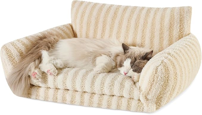 Hollypet Cat Bed Fluffy Plush Mutifuctional Double-Layer Soft Pet Couch Orthopedic Sofa Nest Beds