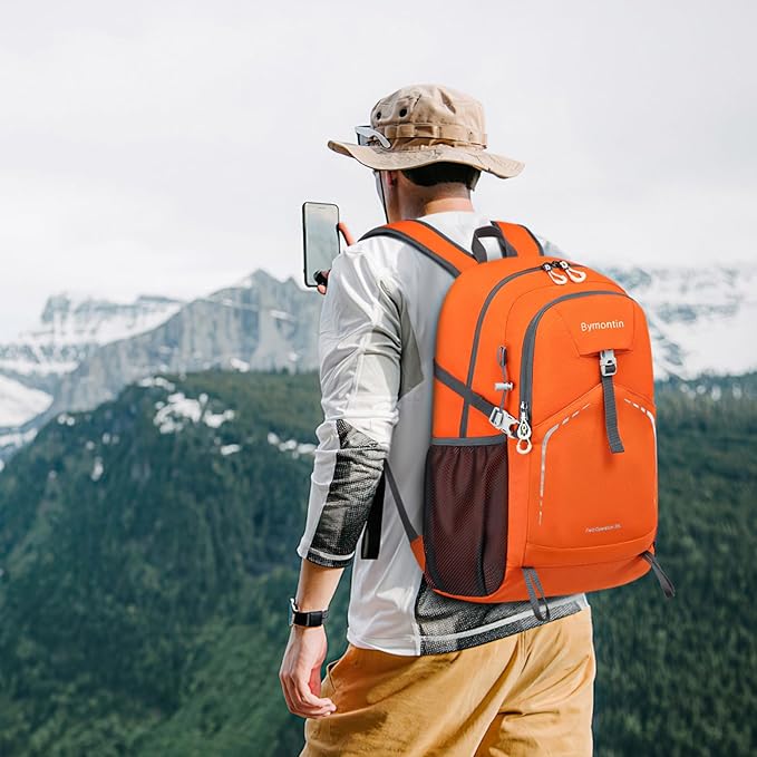 35L Lightweight Packable Backpack – Durable Foldable Daypack for Travel, Hiking, and Gym (Orange)