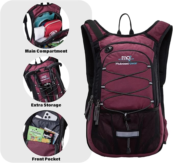 15L Insulated Hydration Backpack Pack with 2L Water Bladder Lightweight Hiking Backpack Bag for