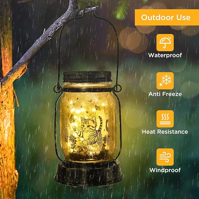 Cat Gifts Cat Solar Lanterns Cat Solar Lights Outdoor Cat Lover Gifts for Women Men Cat Lovers