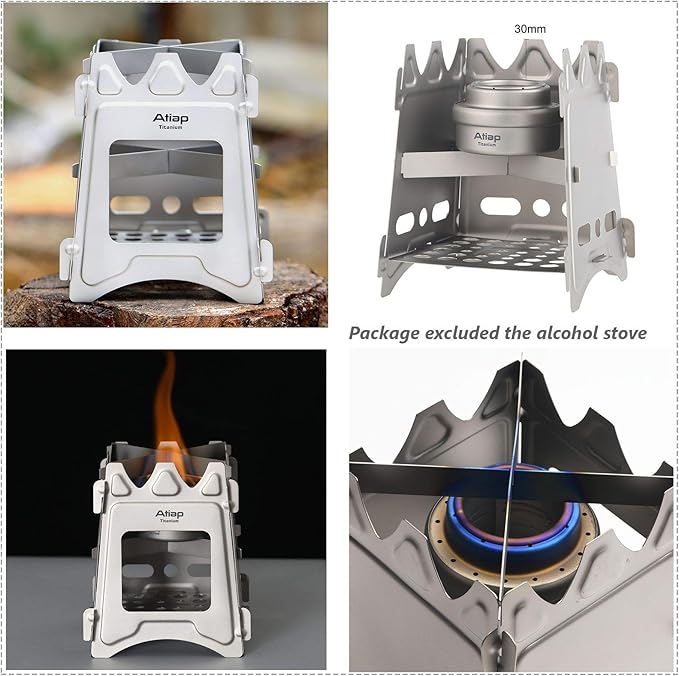 Ultralight Titanium Wood Burning Stove Outdoor Camping Multi-Fuels Alcohol Stove BBQ Stove