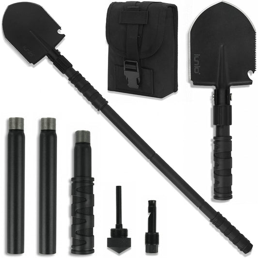 iunio Folding Camping Shovel 31in, Heavy-Duty Carbon Steel Survival Shovel