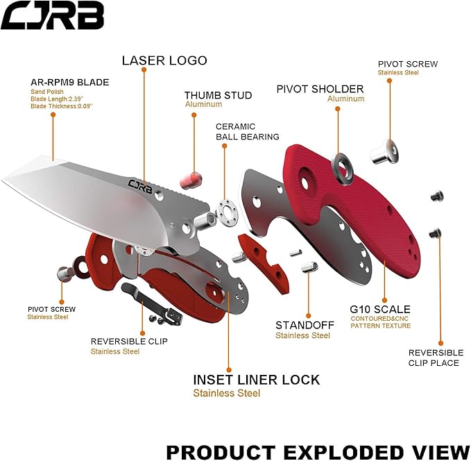 CJRB Folding Pocket Knife Maileah Tactical Knife with AR-RPM9 Powder Steel Balde and G10 Small
