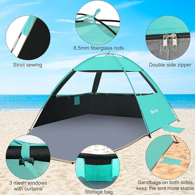 Gorich Beach Tent Sun Shelter for 3/4-5/6-7/8-10 Person with UPF 50ï¼?UV Protection, Lightweight &