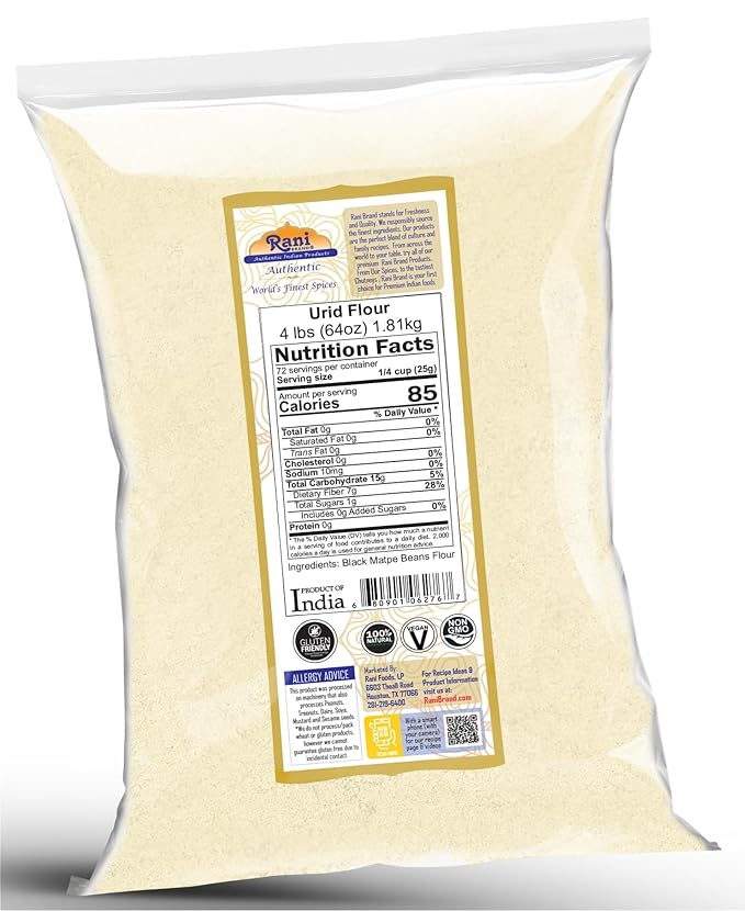 Rani Urid/Urad Flour (Black Matpe Beans Flour) 64oz (4lbs) 1.81kg Bulk ~ All Natural | Vegan |