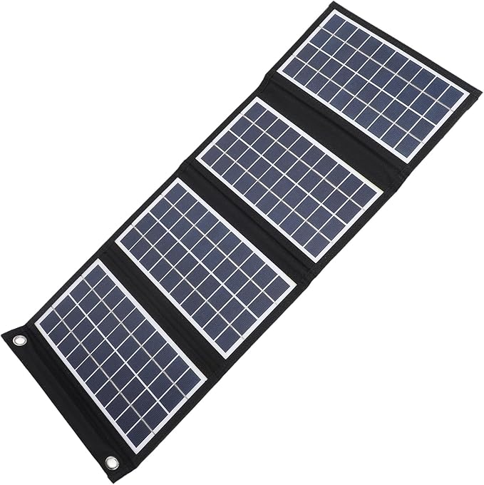 Portable Solar Panel, 30W 5V Foldable Solar Panel Charger with Dual USB Outputs, 4 Fold Water Proof