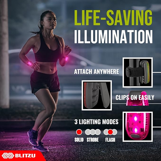4 Pack LED Safety Light, Clip on Reflective Gear Lights for Walking at Night, Running, Jogging