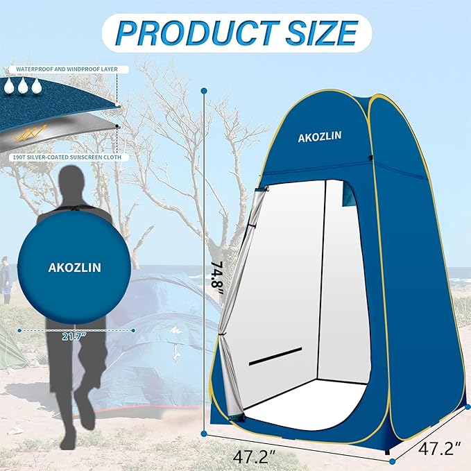 AKOZLIN Portable Pop Up Shower Tent Instant Privacy Dressing Changing Tent Outdoor Shower Room Camp