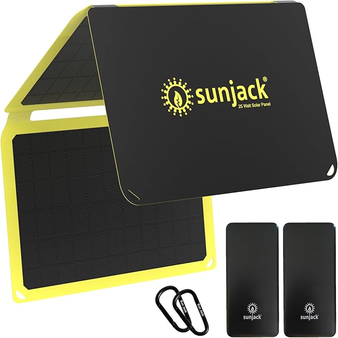 SunJack 25 Watt Foldable IP67 Waterproof ETFE Monocrystalline Solar Panel + 2X 10000mAh Power Banks